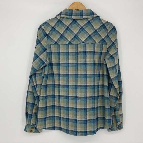 Pendleton Turquoise Blue Plaid 100% Virgin Wool Button-Up Shirt Wms sz Medium - Picture 12 of 12